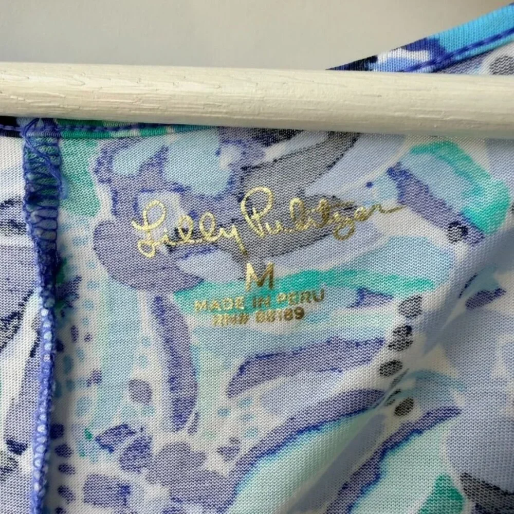 Lilly Pulitzer Maxi Dress Pima Cotton Iris Lion Print – Blue/White (Size M) - Picture 8 of 9